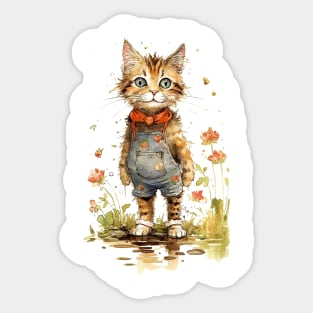 Cat with flower Sticker